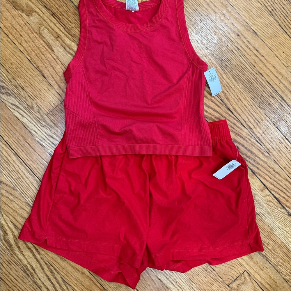 Old Navy Matching Red Tank Top and Shorts Set
